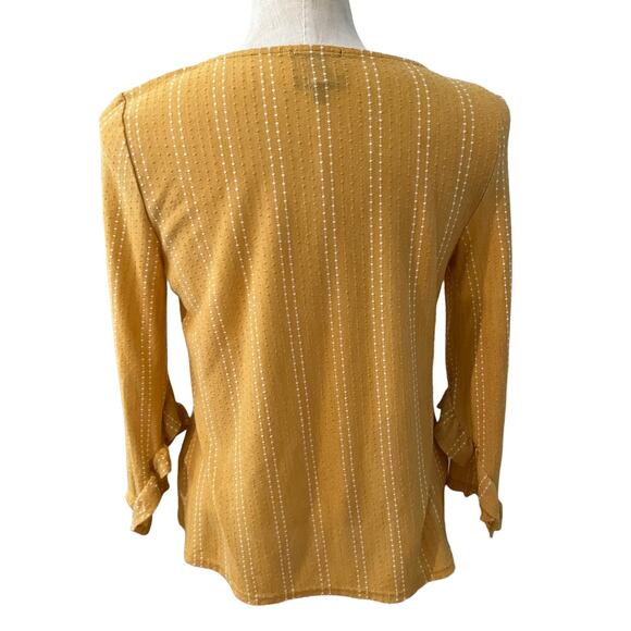 W5 Exaggerated ruffle sleeve top Mustard M - Picture 3 of 6